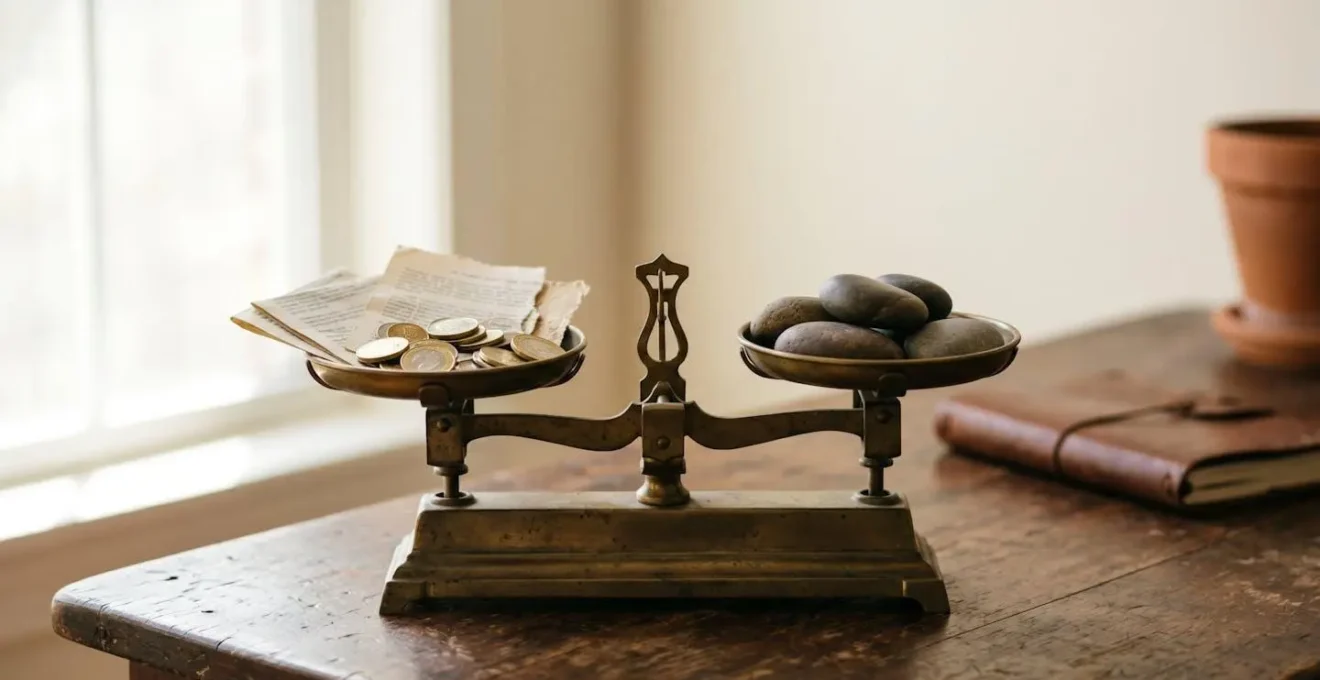 Composition conceptuelle illustrant l'équilibre entre rendement et risque en investissement financier