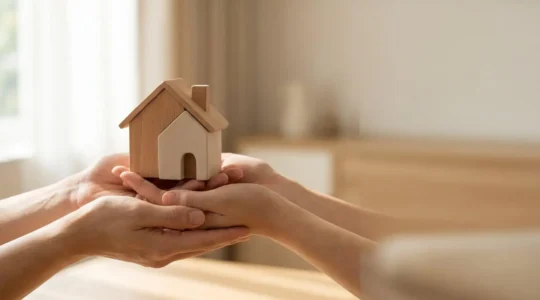 Famille protégée par un bouclier financier symbolisant la prévoyance et la sécurité